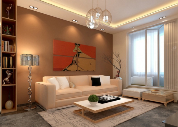 tyylikäs olohuone-lamppu-super mukava maalaus seinälle