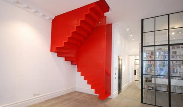 Amazing Red εσωτερική σκάλα με εξαιρετικά μοντέρνο σχεδιασμό