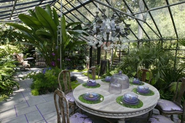 extravagante-véranda-salle à manger maquillage hiver jardin design idée-élégant,