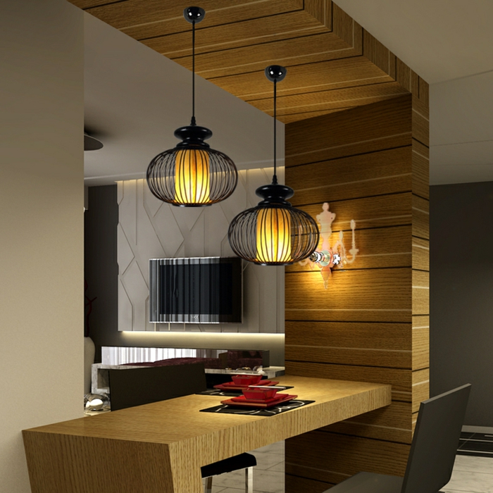 mesa de comedor lámparas-cool-interior-estructura de madera