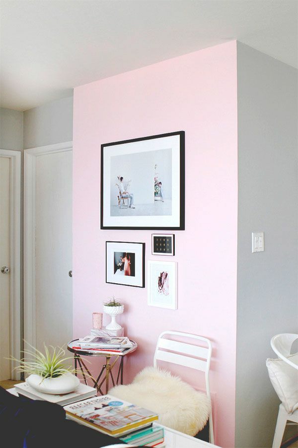 τραπεζαρία-make-τοίχο σχεδιασμός-in-φωτεινό-ροζ απόχρωση