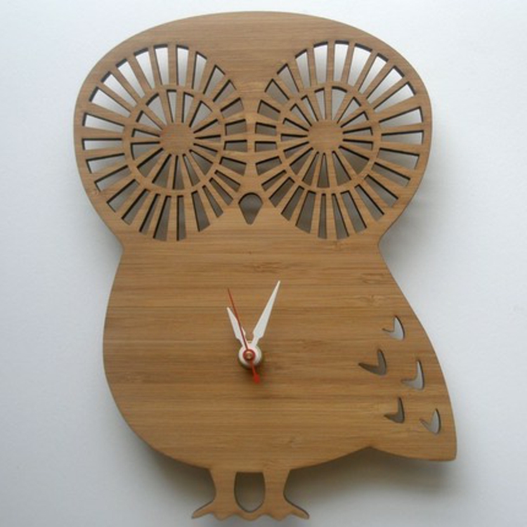 дървена сова стена часовник-шик-прост-благородно-прост-специално-съвременните hingucker-модел очи