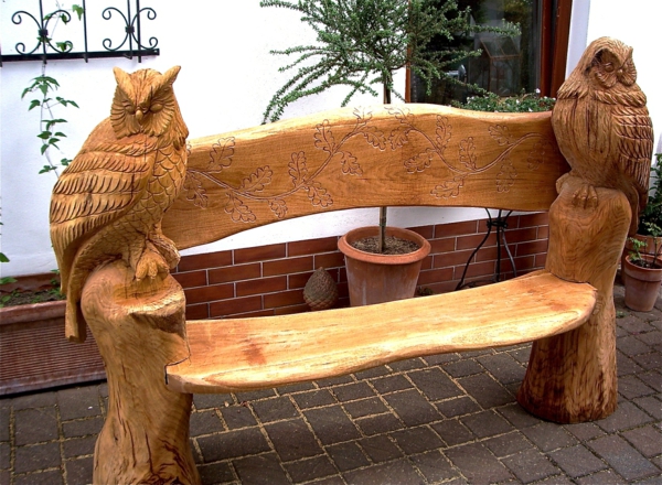 उल्लू बेंच लकड़ी कारखाने में बाई-द-बगीचे डिजाइन