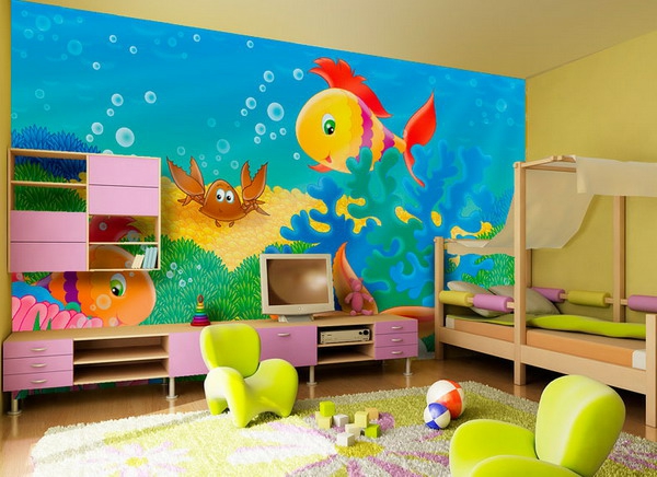颜色换幼儿园，鱼在海可爱金帝的客房设计