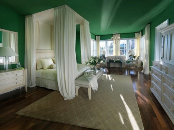 色彩方案 - 卧室 - 优雅 - 绿色 - 床帘