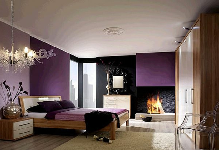Color Design-paredes-pared del dormitorio de color berenjena-juvenil de pintura ideas
