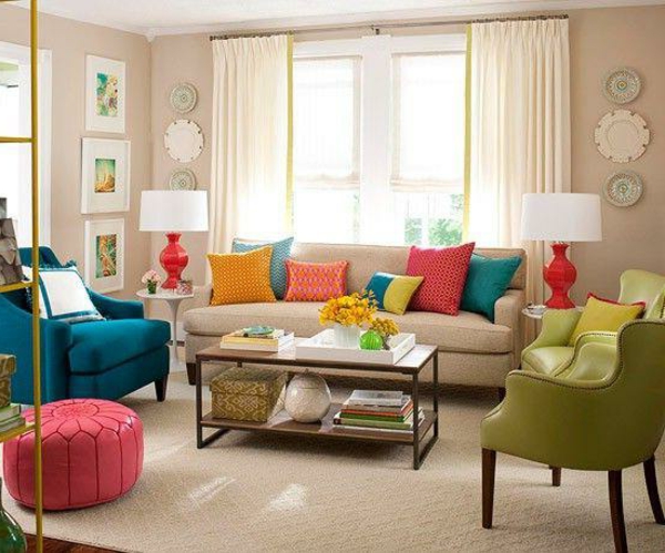 颜色的想法，客厅，几件家具，在-不同，颜色