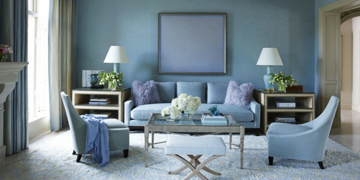 -Pared de color pared de diseño de pintura en polvo azul-wohnzimmer