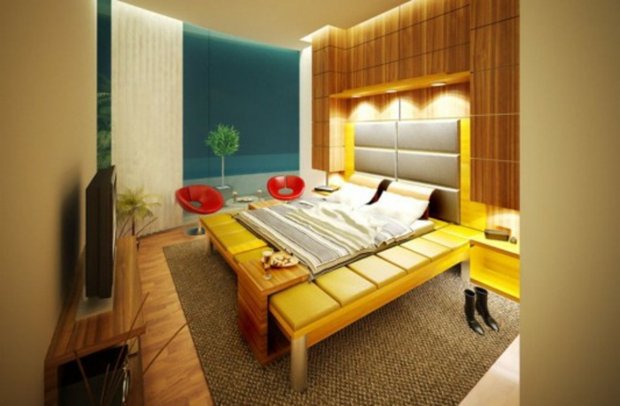 couleur intérieure design jaune-modèle de lits