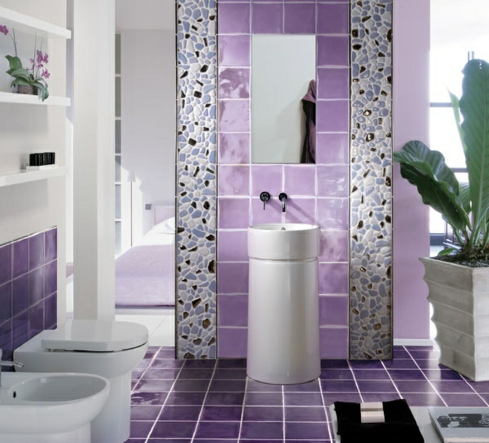 conception-violet-modèle salle de bain couleur intérieure