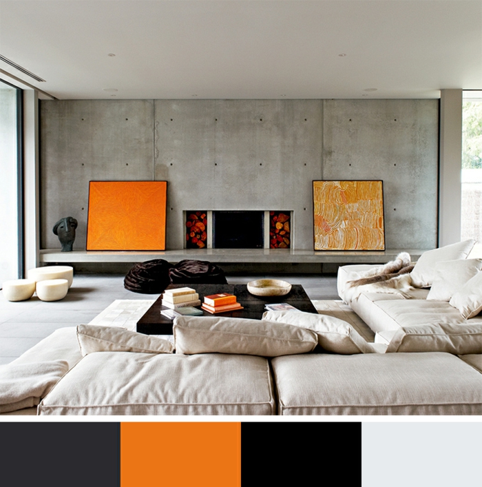 acentos de diseño de color naranja-interior