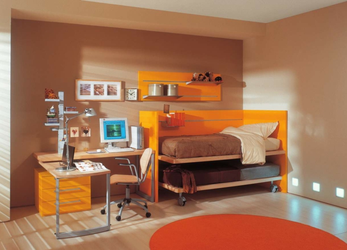 -Intérieur couleur design orange lits