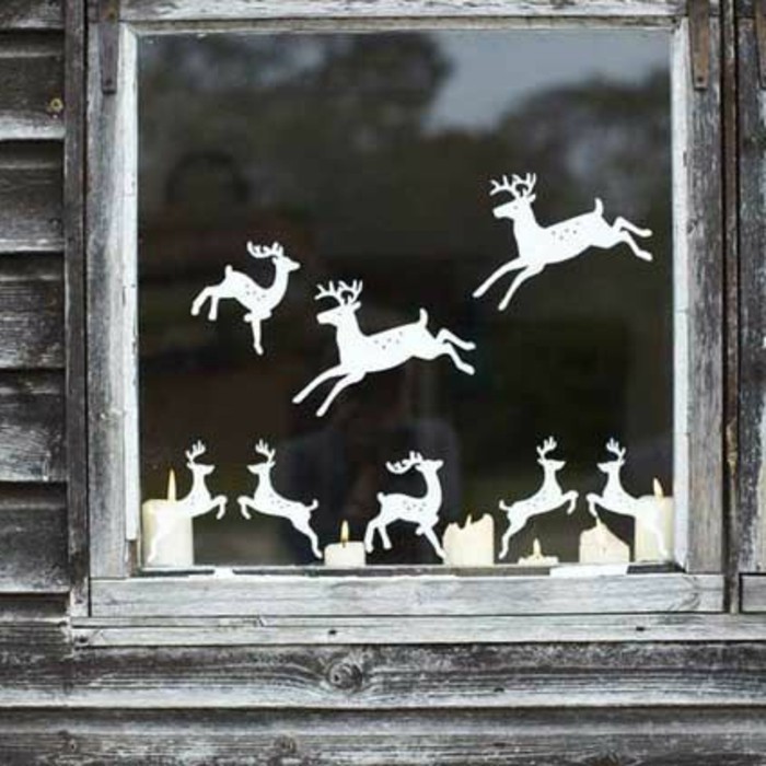 חלון קישוטים-המולד חג המולד צבי-מקל