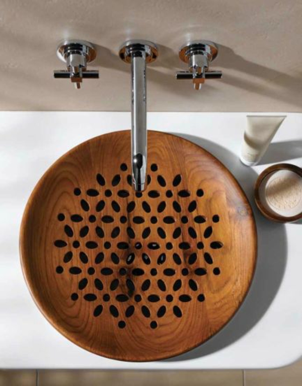 फ्लैट लकड़ी सिंक डिजाइन विचारों बाथरूम डिजाइन