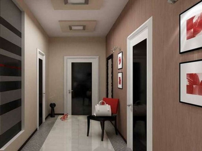 走廊壁纸单色不同 - 上的-两个零件-的走廊