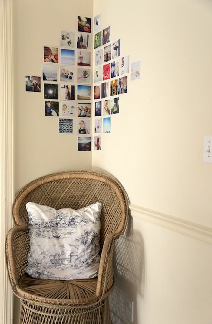 fotowand-רעיונות-המשפחה בתמונות-כיסא-קיסה-חום בהיר הקיר