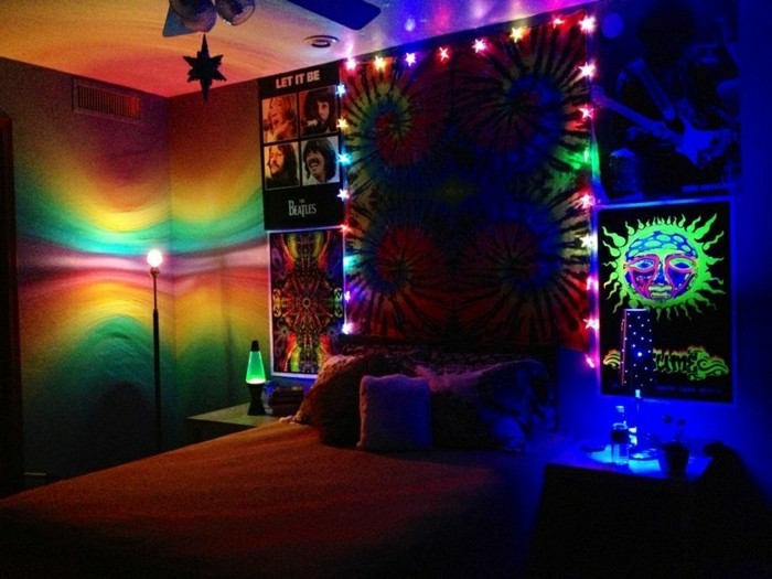 frechedekoideen-freschedekoideen Цветни спалня-hippystyle-звезден различни цветове