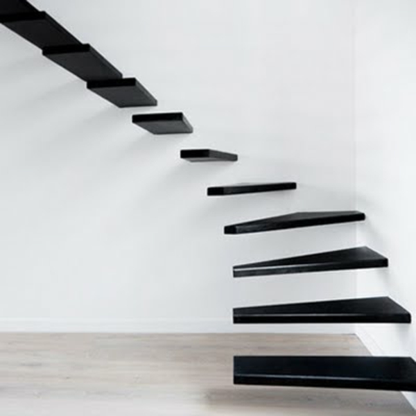 浮动楼梯现代的设计，黑色