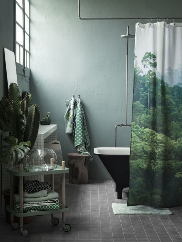 friss fürdőszoba-belső-in-zöld-szürke padlólapok