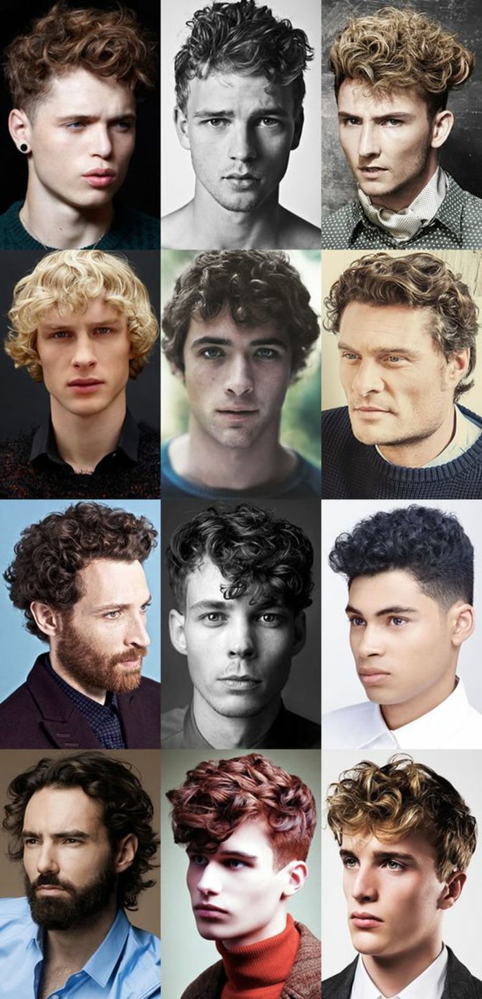 Ötletek a férfiak frizurájához, a fürtök stílusához, nagy hajvágáshoz, göndör hajhoz