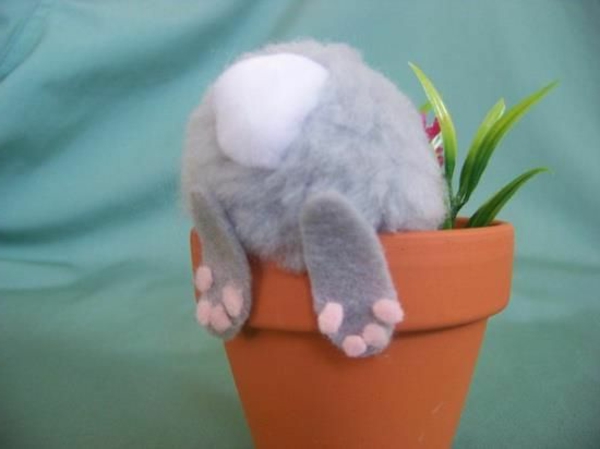 快乐复活节兔子毛绒动物花盆超级可爱和酷的图片