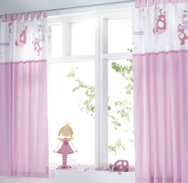 σχέδια κουρτίνες διακοσμήσεις-ροζ-χρώμα-όμορφο παιδικό δωμάτιο