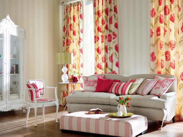 gardinenvorschläg - 客厅 - 黄色 - 粉红色