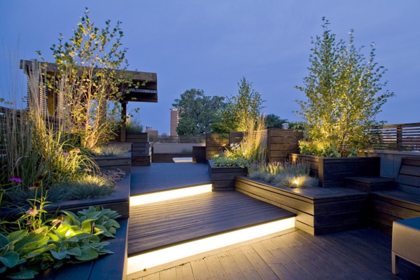 庭院灯想法，园林设计，园林设计，现代花园式楼梯