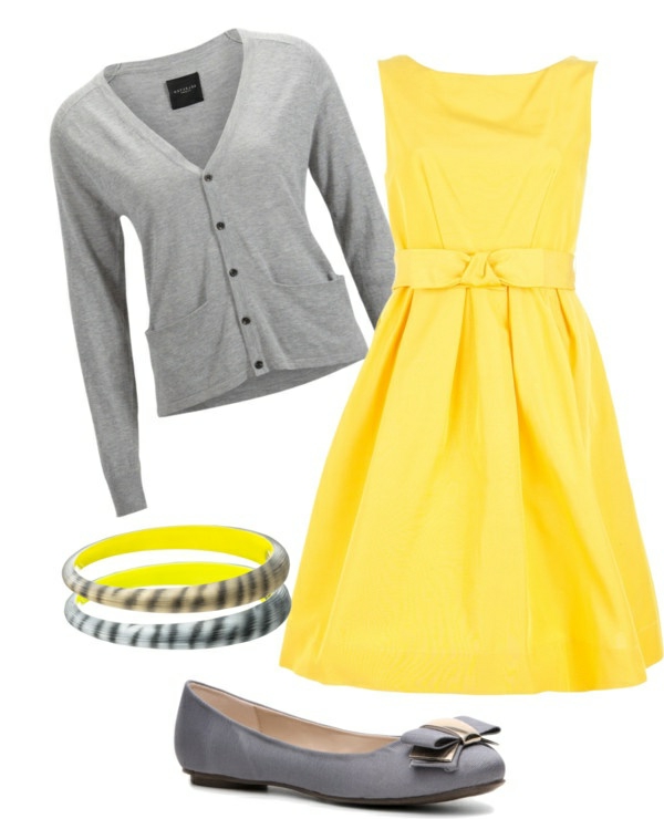 --gelbe衣服，时尚的设计，现代的装扮sommerkleider-
