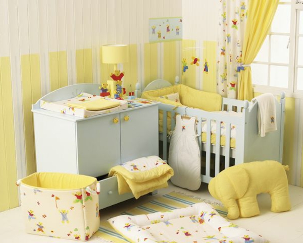 chambre à coucher-bébé chambre jaune bébé chambre dans un décor rétro-bébé idées