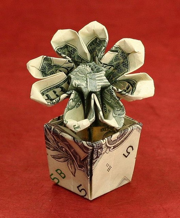 Geldgeschenk-γάμο-λουλούδι-of-money-in-a-box