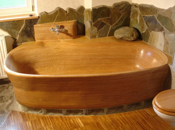 άνετα ξύλινα μπανιέρα-ξύλινο πάτωμα