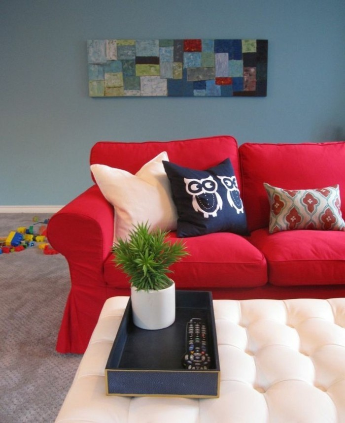 आरामदायक कमरे में रहने वाले-असाधारण भित्ति आरामदायक सोफा लाल