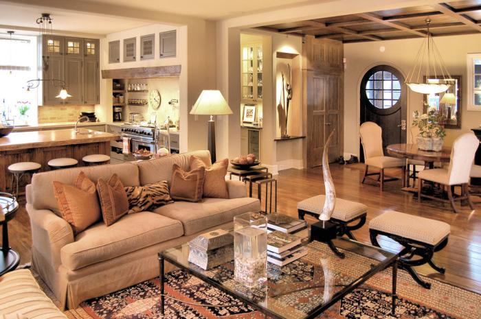 舒适的客厅，简单的模型，茶几玻璃