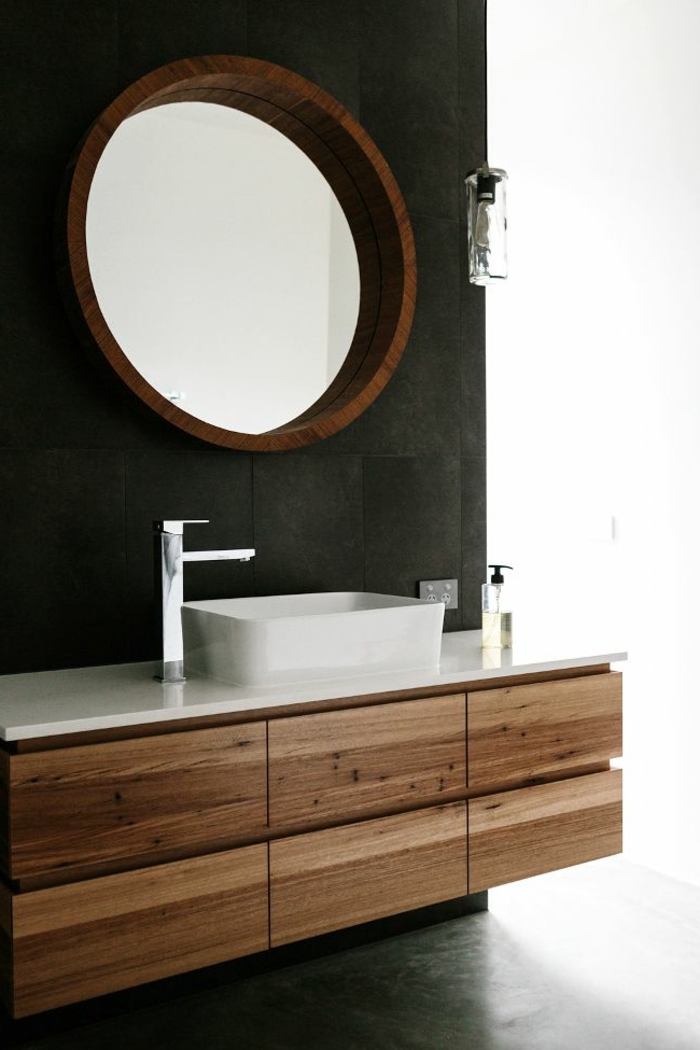 आरामदायक बाथरूम डिजाइन लकड़ी-कैबिनेट