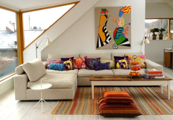 舒适，客厅，设计丰富多彩的颜色