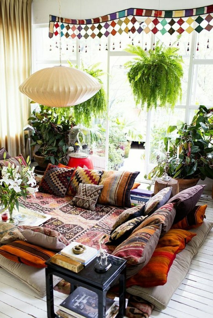 舒适的客厅 - 植物 - 让 - 无家具colorful-