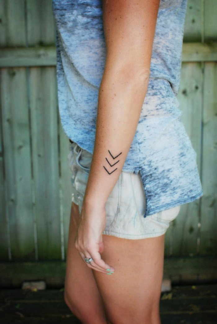 几何纹身换妇女前臂的纹身