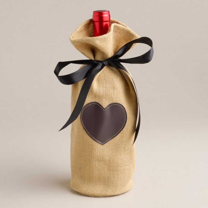 लपेटो शराब की बोतल, दिल की आकृति, बाडेनन, रोमांटिक उपहार विचार, रेड वाइन दूर दे