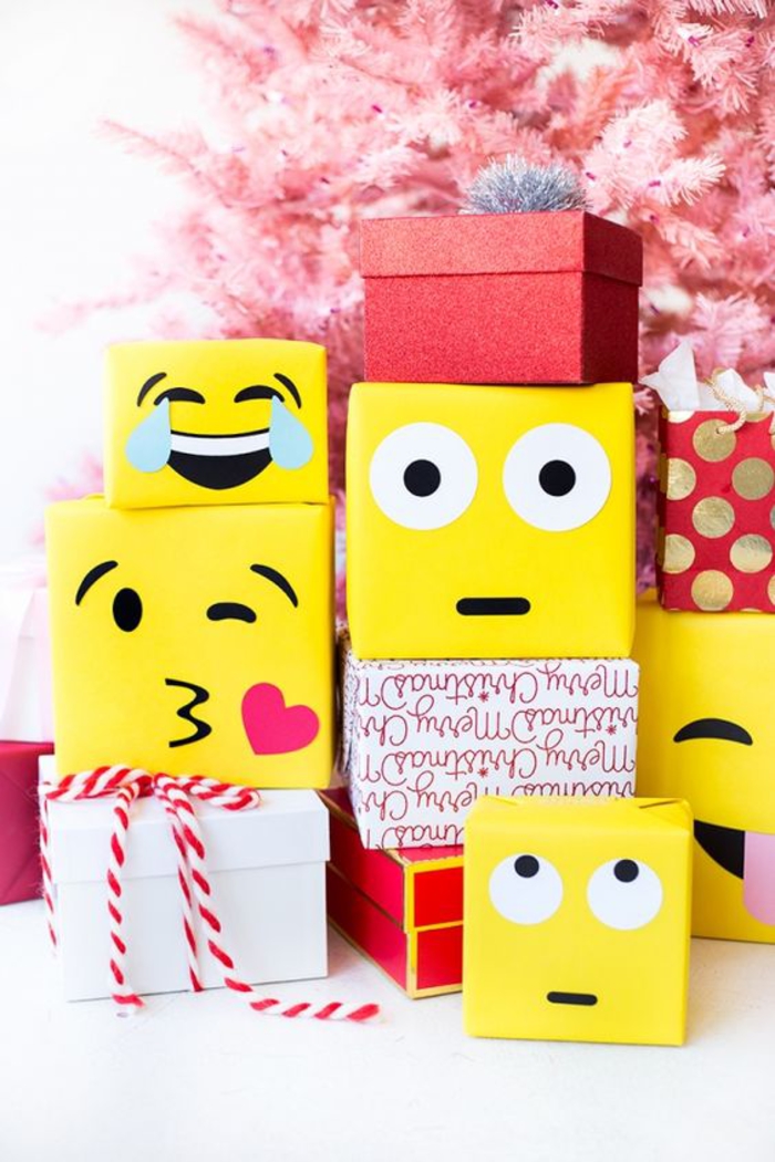 cadeaux pour collègues, émoticônes, boîtes, visages