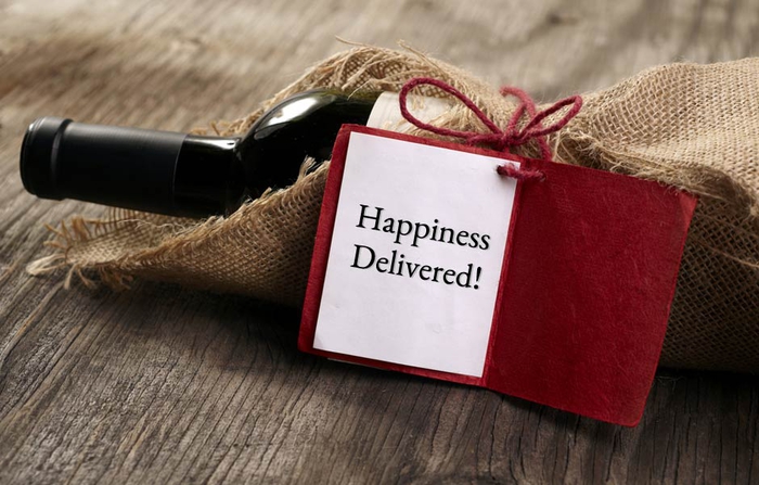 bolsa de vino con el empaquetado de la tela, perchas de botella, feliz entregado, idea de regalo