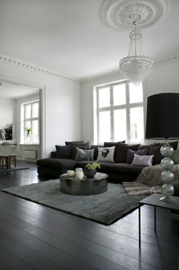डिजाइन विकल्प-रहने वाले कमरे के-काले-फर्नीचर-सुंदर दिखाई देते हैं - बस शांत