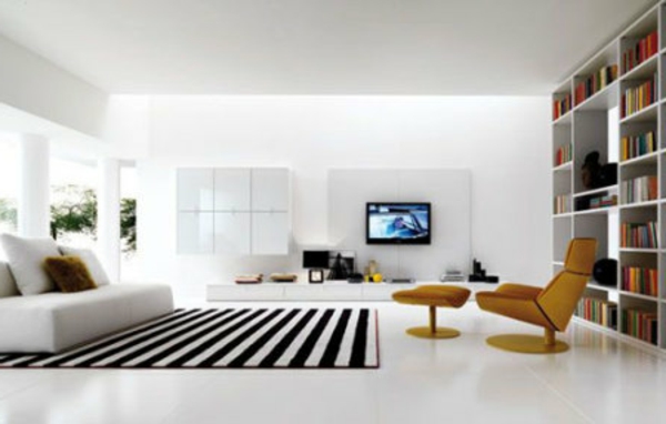 डिजाइन विकल्प- रहने वाले कमरे-काले-कालीन-आधुनिक देखो