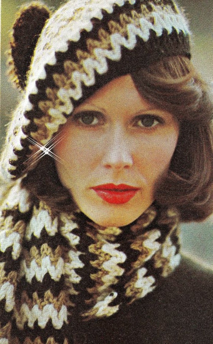 tricoté bonnet français écharpe mode d'hiver rétro-chic-classique