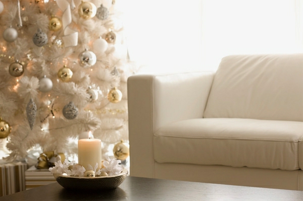 לבן חג המולד, קישוט, גדול, חג המולד, עץ, ספה, אופנתי, לבן, color