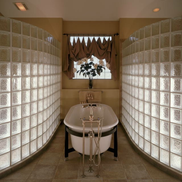 玻璃砖，非常现代的，淋浴 -