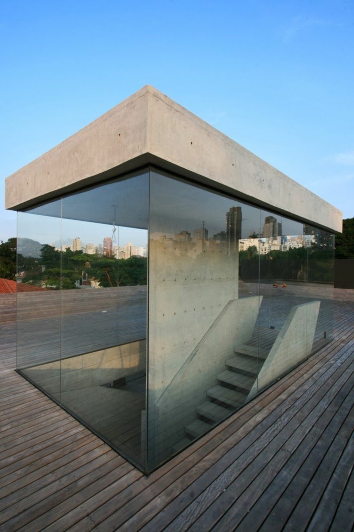 cristal de la pared-terraza-gris-diseño