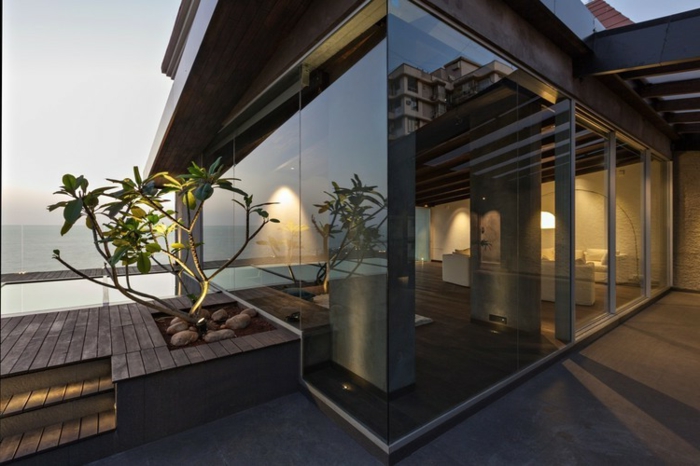 verre mur-terrasse maison moderne