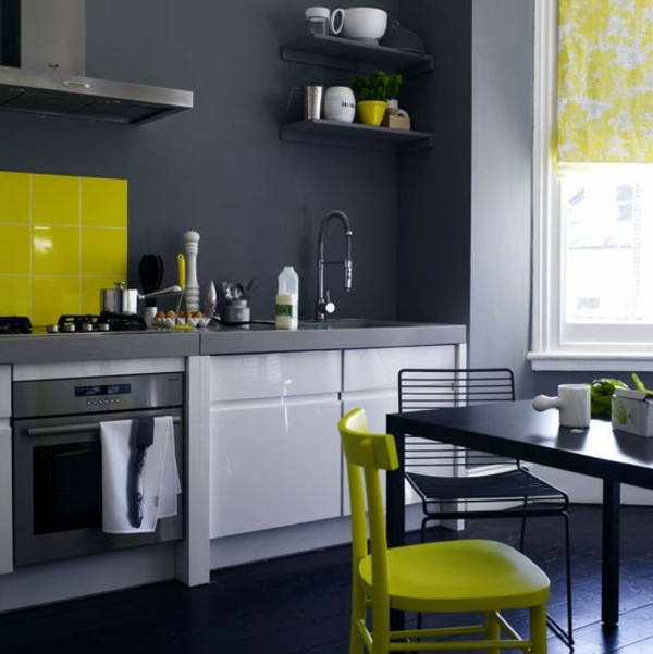κουζίνα όμορφη μόδα κίτρινο καθρέφτες κουζίνας από κεραμίδια