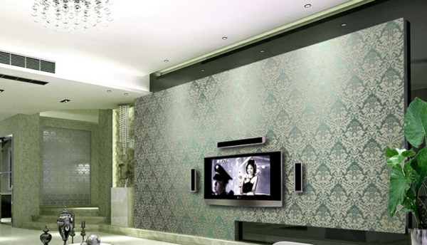 зелена стена-боядисана с метална ефект-луксозна стая